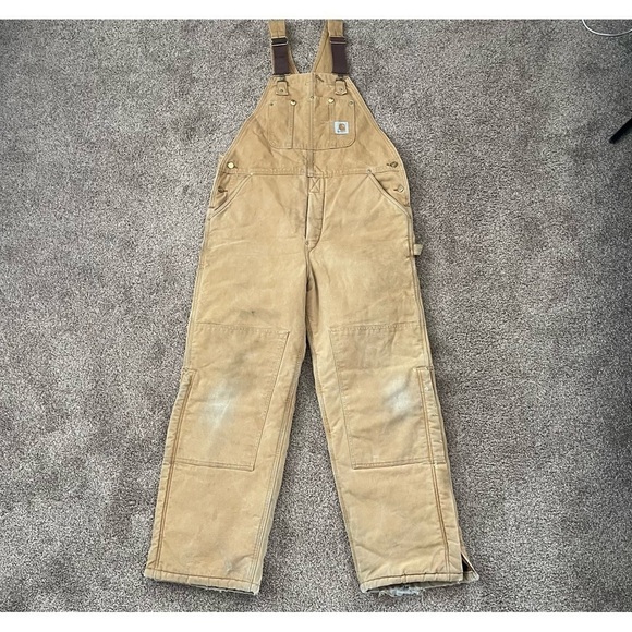 Vintage Carhartt Overalls Arctic Quilt Lined Duck Bib Double Knee USA